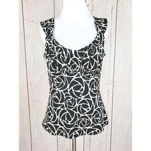 White House Black Market Rose Print Sleeveless Top